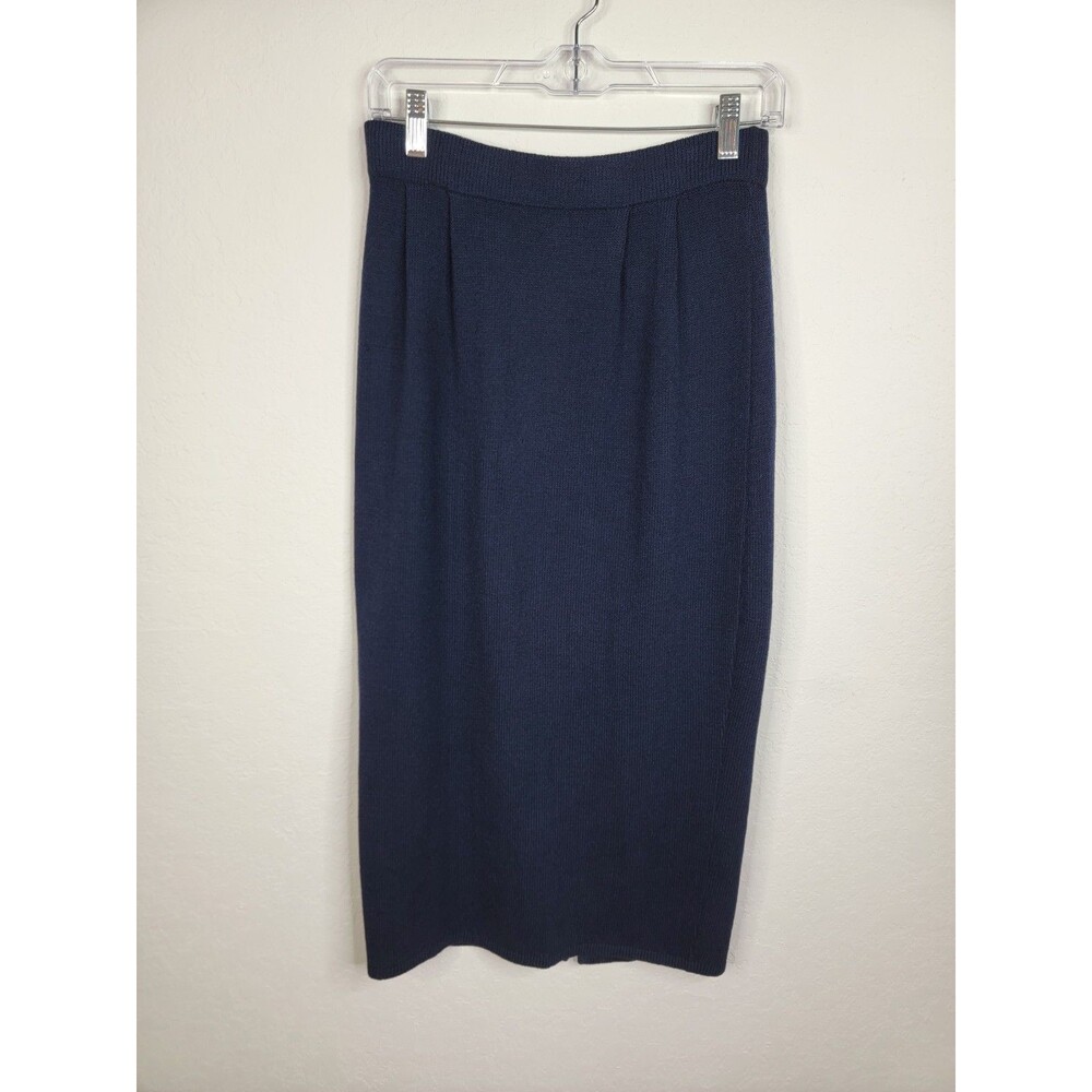 St. John Separates Navy Santana Knit Midi Skirt Size 8 Beautiful Made in USA - Picture 13 of 17